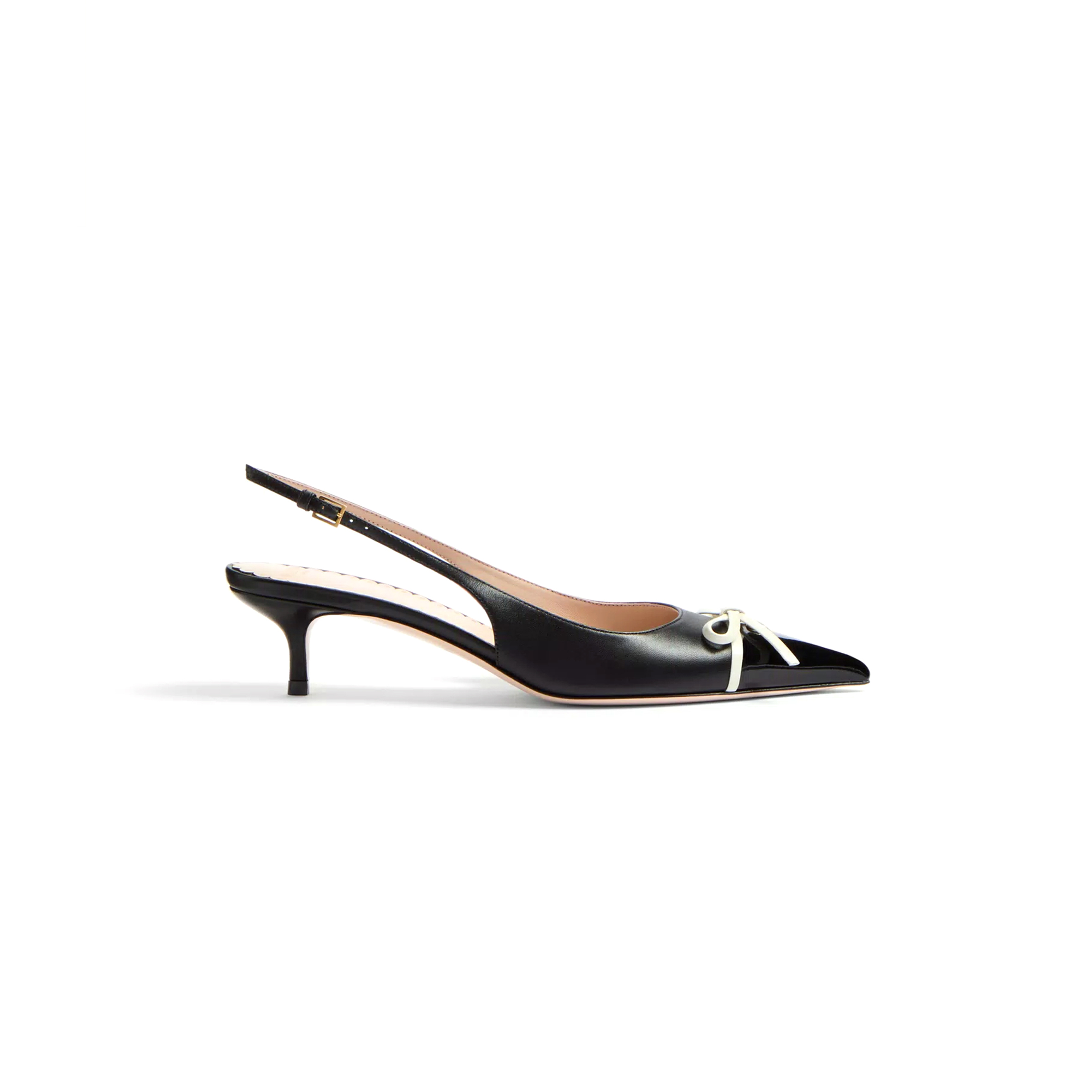 Va1e*ntin0 bepointy slingback pump in patent leather and kidskin 45mm 6w2s0ll3dal_790